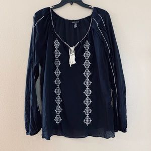 Lucky Brand Embroidered Boho Top